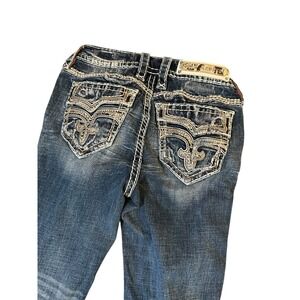 Rock Revival Janna Bootcut Jeans Women's Size 26 Embellished Distressed Blue